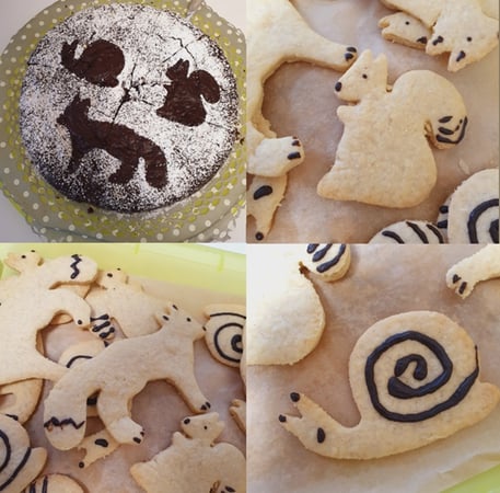 Leckere Schnecken-, Fuchs-, Eichhörnchenkekse und -kuchen