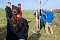 Naturschutz mit Pinsel und Kalk: Klasse 7 im Einsatz f&uuml;r die Streuobstwiesen