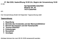 TTC Zaberfeld e.V. Jahreshauptversammlung 2026