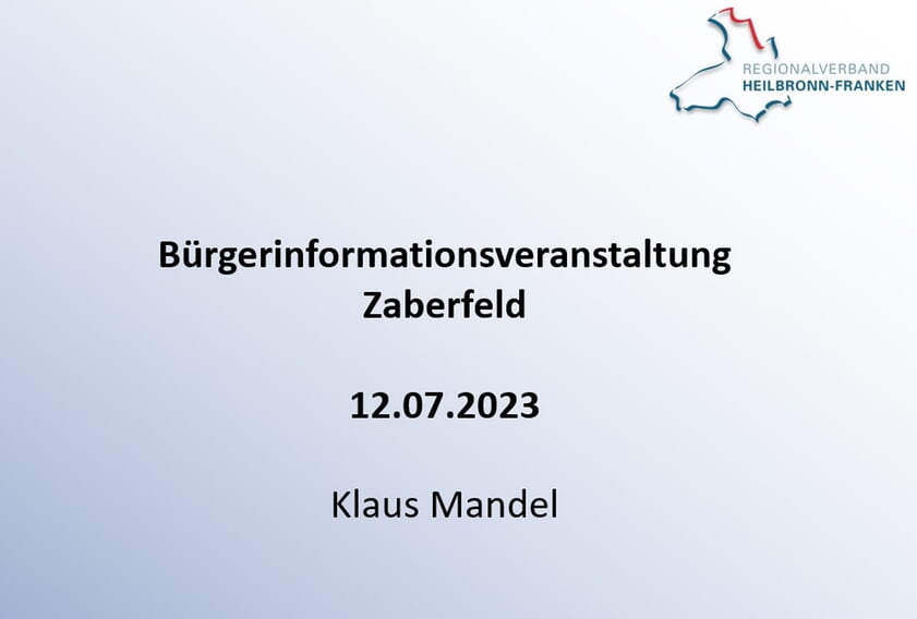 Präsentation zur Bürgerinformationsveranstaltung in Zaberfeld